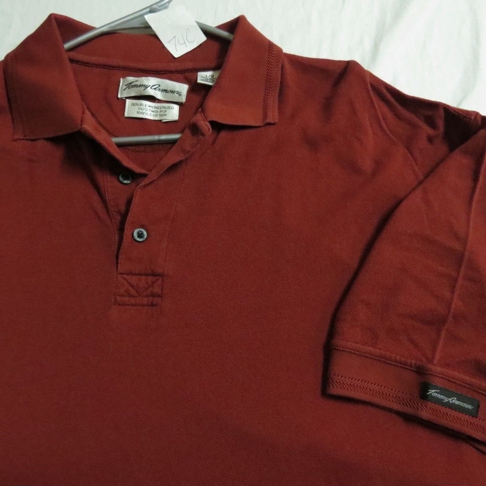 Sz L Red Tommy Armour Mens Cotton #74C Golf Polo